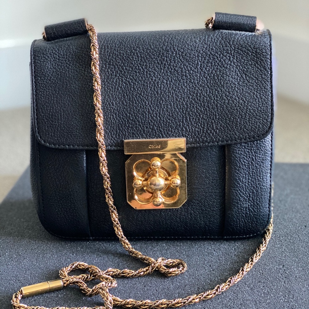 Chloe Elsie black leather crossbody bag